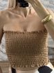 Wasp Nest Strapless Top-NEW/Camel