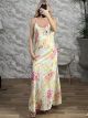 Satin Floral Maxi Dress-51311/Yellow