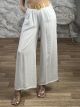 Highwaist Viscose Belt Pants-63183/White