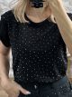Cotton Strassed T-Shirt-2257/Black