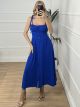 Midi Dress Buttons-Mono/Blue Royal