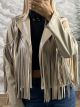 Fringe Leather Jacket-12863/Beige