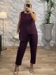 Sleeveless Leopard Asymmetrical Set/Burgundy