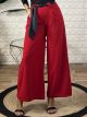 Wide Crep Belt Pants/Red