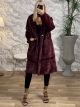 Long Soft Fur Coat-55675/Burgundy