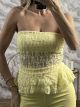 Lace Strapless Ruffles Top/Yellow