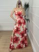 Backless Bow Dress-Floral/Red