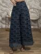 Embroidered Super WideLeg Pants-7262/Dark Blue