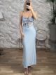 Corset C-Through Sequin Maxi Dress-6392/Ciel