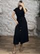 Semizie GoldenButtons Dress-2585/Black