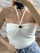 Lycra Strapless Bead Top-47855/White