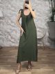 BowShoulders Maxi Dress-3681/Khaki