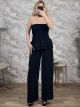 Soft Viscose SmockedTop Set-0653/Black