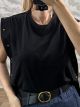 Studs Sleeveless T-Shirt-8403/Black