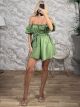 Strapless Satin Playsuit/Lime