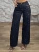 Wide Leg Strass Denim Pants-32332/Blue