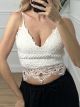Cropped Lace Bow Top/White