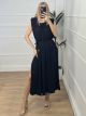 Pleated Pads Dress/Black