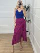Midi Wrap Skirt/Blue&Magenta