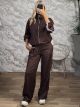 Leopard Stripes Track Top Set-60270/Choco