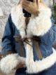 Jean Fur & Leather Details Jacket/Blue