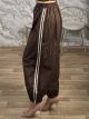 DoubleStripe Cotton Pants-26108/Chocolat