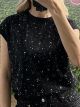 Strass Sleeveless T-Shirt-2520/Black