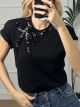 Sequin Bow T-shirt/Black