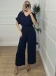 Buttons Jumpsuit/Navy Blue