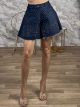 Soft Denim Strassed Shorts-21316/Blue