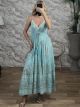 Boho Viscose GoldPrint Maxi Dress-2650/Turquoise