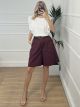 Cotton Long Belt Shorts/Burgundy