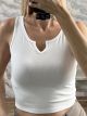Rip Elastic Monochrome Top -121/White