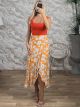 Midi Wrap Skirt/Floral Orange