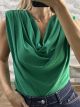 Shoulder Pads Draped Bodysuit-35168/Green