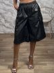 Leather Cargo Long Shorts-14504/Black