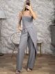 Crossed Button Jumpsuit/Grey