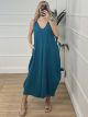 Pleat Wide Jumpsuit/Petrol