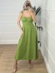 Midi Dress Buttons-Mono/Lime