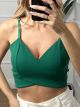 Cut Out Zip Crop Top/Green