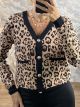 Leopard Cropped Cardigan/Beige