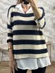 Stripped Sweater Set/Navy Blue