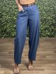 Highwaist Balloon Belt Pants/Blue