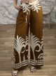 Wide PalmTrees Cotton Pants-2513/Camel