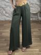 Highwaist Viscose Belt Pants-63183/Khaki