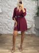 Muslin Studs & Belt Mini Dress-26213/Burgundy