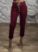 Cotton Drawstring Ηighwaist Pants/Burgundy