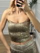 Strapless Metallic Animal Top/Snakeskin