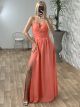 Maxi V OpenBack Dress/Coral