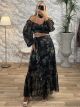 GoldenThread Skirt Set-59401/Black